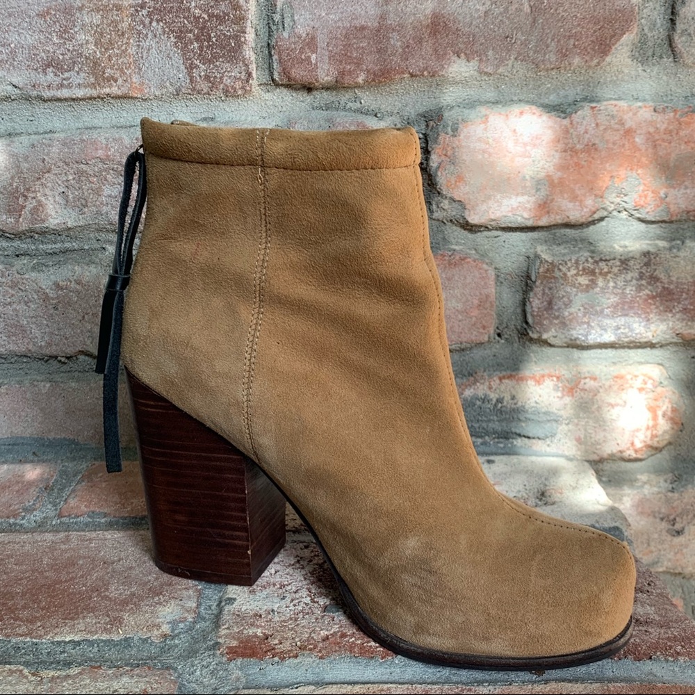 Jeffrey Campbell Rumble Tan Wood Block Booties - Picture 4 of 8